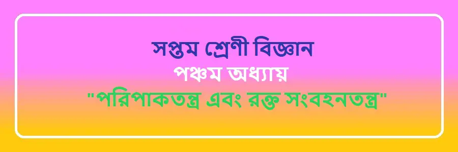 NCTB Class 7 Science Bengali Version Chapter 5 পরিপাকতন্ত্র এবং রক্ত সংবহনতন্ত্র Solution